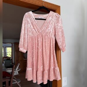 Motherhood Blush Velvet V-Neck Dress
